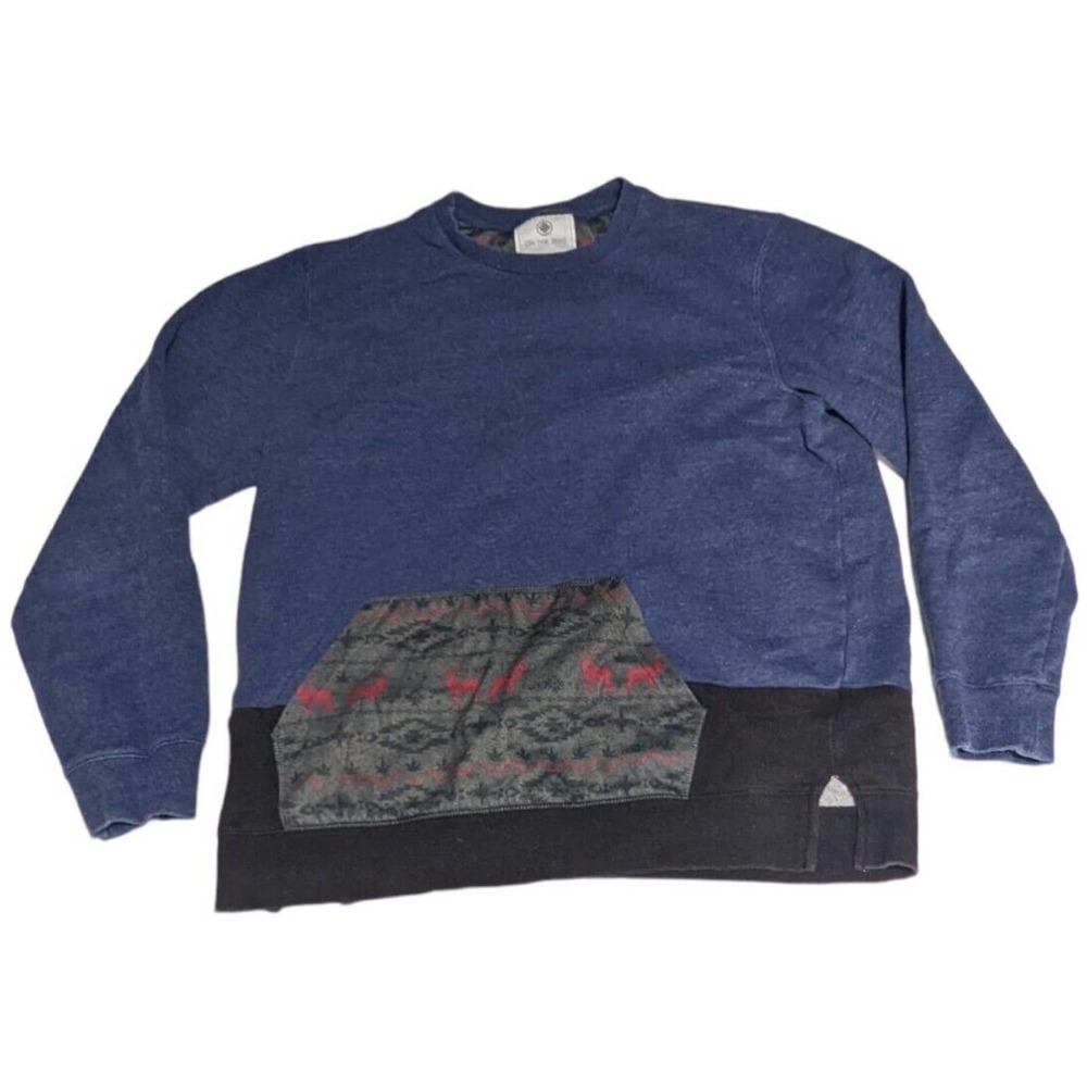 On The Byas Mens Aztec Pullover Sweater Large Long Sleeve Blue